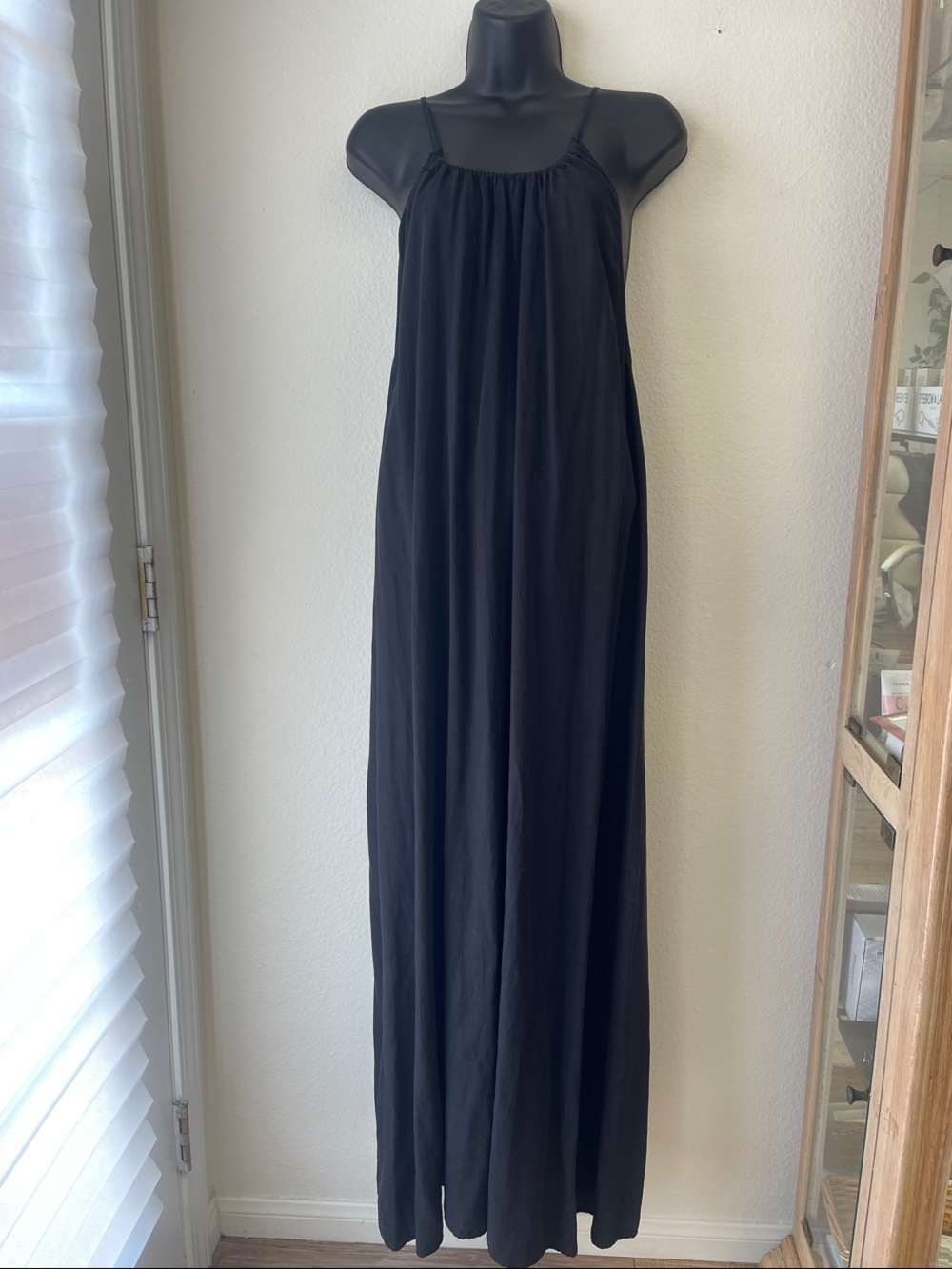 Zara Black Maxi Spaghetti-Strap Dress